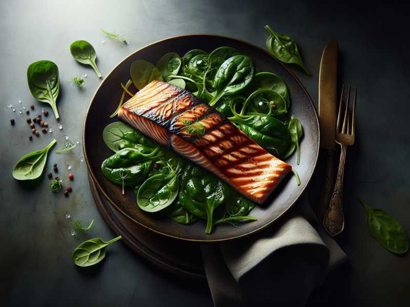 Rezept: Gegrillter Lachs mit vitaminreichem Spinatsalat