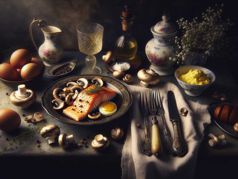 Rezept für Lachs mit Pilzen und Eierspeis