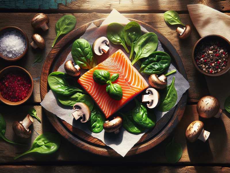 Rezept: Vitamin D-reicher Lachs mit Spinat und Pilzen