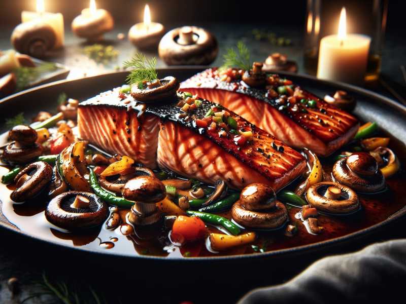 Rezept: Lachs mit Pilz-Pfannenrühren