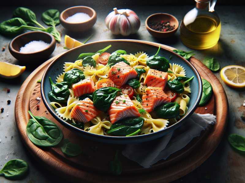 Leckere Vitamin D-Bomben: Lachs-Pasta mit Spinat