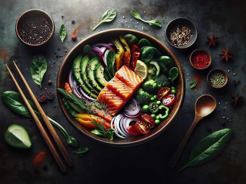Leckere vitamin D-reiche Lachs-Bowl